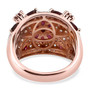 back view of anthill garnet and white zircon cluster ring in 18k rose gold over sterling silver