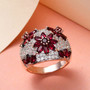 anthill garnet and white zircon cluster ring in 18k rose gold over sterling silver worn on a hand