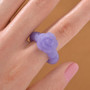purple jadeite jade solid carved rose ring worn on a hand