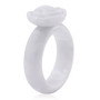 side view of white jadeite jade solid carved rose ring