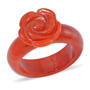 red jadeite jade solid carved rose ring