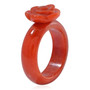 side view of red jadeite jade solid carved rose ring