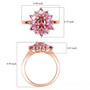 pink tourmaline and white zircon floral cluster ring in 18k rose gold over sterling silver shown for size comparison