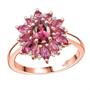 pink tourmaline and white zircon floral cluster ring in 18k rose gold over sterling silver
