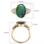 ammolite and diamond ring in 10k yellow gold shown for size comparison