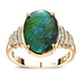ammolite and diamond ring in 10k yellow gold