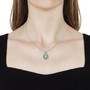 ethiopian opal chrome diopside and zircon flower halo pendant necklace in rhodium over sterling silver worn around the neck