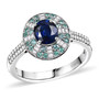 ceylon blue sapphire paraiba tourmaline and diamond oval halo ring in 950 platinum