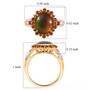 ammolite fire opal diopside and zircon halo ring in 18k yellow gold over sterling silver shown for size comparison