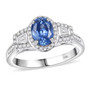 ceylon blue sapphire and diamond ring with padparadscha accents in 10k white gold