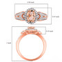 morganite and white zircon ring in 18k rose gold over sterling silver shown for size comparison