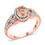 morganite and white zircon ring in 18k rose gold over sterling silver