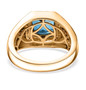back view of london blue topaz and brown zircon gents ring in 18k yellow gold over sterling silver
