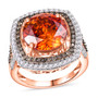 sphalerite champagne and white diamond halo ring in 10k rose gold