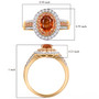 spessartine garnet padparadscha sapphire and diamond halo ring in 10k yellow gold shown for size comparison