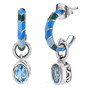 swiss blue topaz and enamel earrings in rhodium over sterling silver