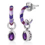 amethyst and enamel earrings in rhodium over sterling silver