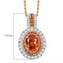 spessartine garnet padparadscha sapphire and diamond halo pendant necklace in 10k yellow gold 2 45tw shown for size comparison