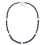 full view of purple and white freshwater pearl strand necklace in rhodium over sterling silver
