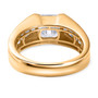 back view of moissanite gents ring in 18k yellow gold over sterling silver