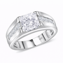 moissanite gents ring in 18k yellow gold over sterling silver