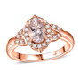 morganite and white zircon halo ring in 18k rose gold over sterling silver