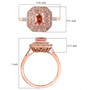 lab pink and white diamond asscher cut double halo ring in 10k rose gold shown for size comparison
