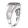 side view of anthill garnet and moissanite gents ring in rhodium over sterling silver