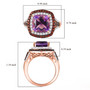 amethyst brown and white zircon double halo ring in 18k rose gold over sterling silver shown for size comparison