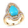 sleeping beauty turquoise and moissanite ring in 18k yellow gold over sterling silver