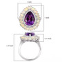 amethyst ethiopian welo opal and white zircon pear shaped halo ring in rhodium over sterling silver scale