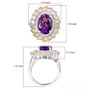 amethyst opal and zircon halo ring in rhodium over sterling silver shown for size comparison