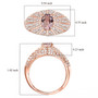 morganite and moissanite ring in 18k rose gold over sterling silver shown for size comparison