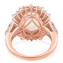 back view of ethiopian opal pink sapphire and moissanite halo ring in 18k rose gold over sterling silver