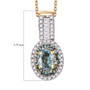 alexandrite and diamond halo pendant necklace in 10k yellow gold shown for size comparison