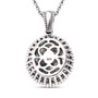 back view of alexandrite and diamond cluster halo pendant necklace in rhodium over sterling silver