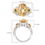 yellow labradorite chrome diopside and zircon flower ring in 18k yellow gold and rhodium over sterling silver shown for size comparison