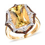 yellow labradorite brown and white zircon halo ring in 18k yellow gold over sterling silver