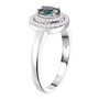 side view of alexandrite and diamond oval double halo ring in 10k white gold