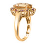 side view of yellow labradorite multi gemstone halo ring in 18k yellow gold over sterling silver