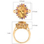 yellow labradorite multi gemstone halo ring in 18k yellow gold over sterling silver shown for size comparison