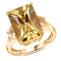 yellow labradorite and white topaz three stone ring in 18k yellow gold over sterling silver
