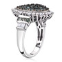 side view of alexandrite and moissanite pear cluster halo ring in rhodium over sterling silver