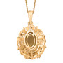 back view of yellow labradorite white zircon halo pendant necklace in 18k yellow gold over sterling silver