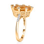 side view of yellow labradorite moissanite ring in 18k yellow gold over sterling silver