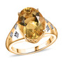 yellow labradorite lab grown diamond ring in 18k yellow gold over sterling silver