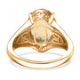 back view of yellow labradorite lab grown diamond ring in 18k yellow gold over sterling silver