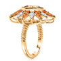 side view of yellow labradorite fire opal and zircon ring in 18k yellow gold over sterling silver