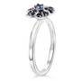 side view of sapphire alexandrite and rubellite flower cluster ring three piece set in 18k gold and rhodium over sterling silver
