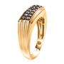 side view of lab grown multi color diamond gents ring in 18k yellow gold over sterling silver